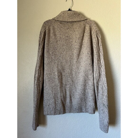 H&M Knitted Chunky Grandpa Cable Knit Sweater Cardigan Beige Size M Wool Blend - Picture 3 of 8